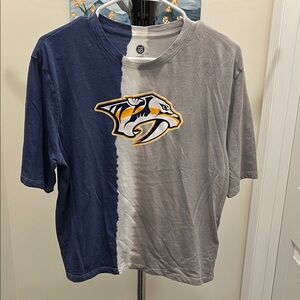 Navy and Gray Split T-Shirt with Predators Logo